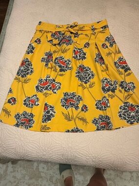 Banana Republic Yellow Floral Skater Skirt